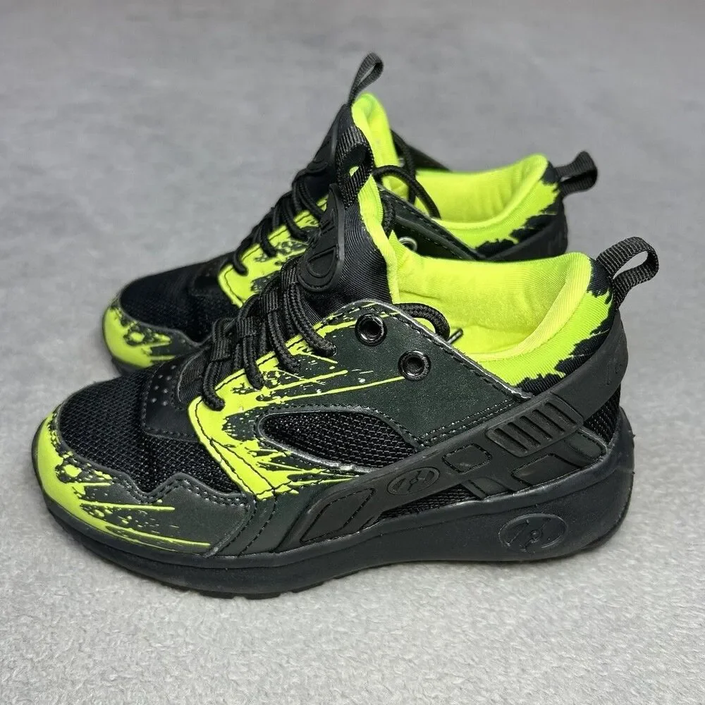 Heelys Force Wheeled Shoes Mens Youth 4 Black Neon Green Sneakers Needs Laces